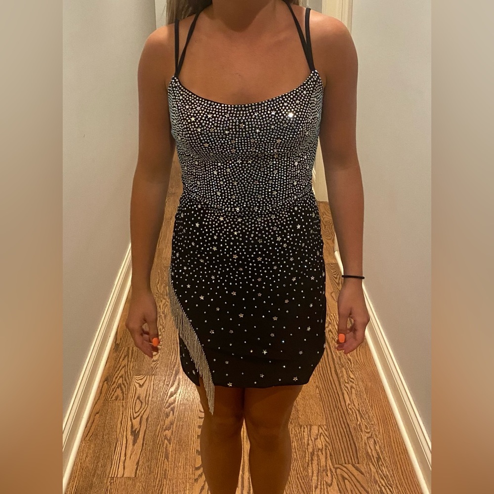 Homecoming dress, Size 2, black and silver sparkles!